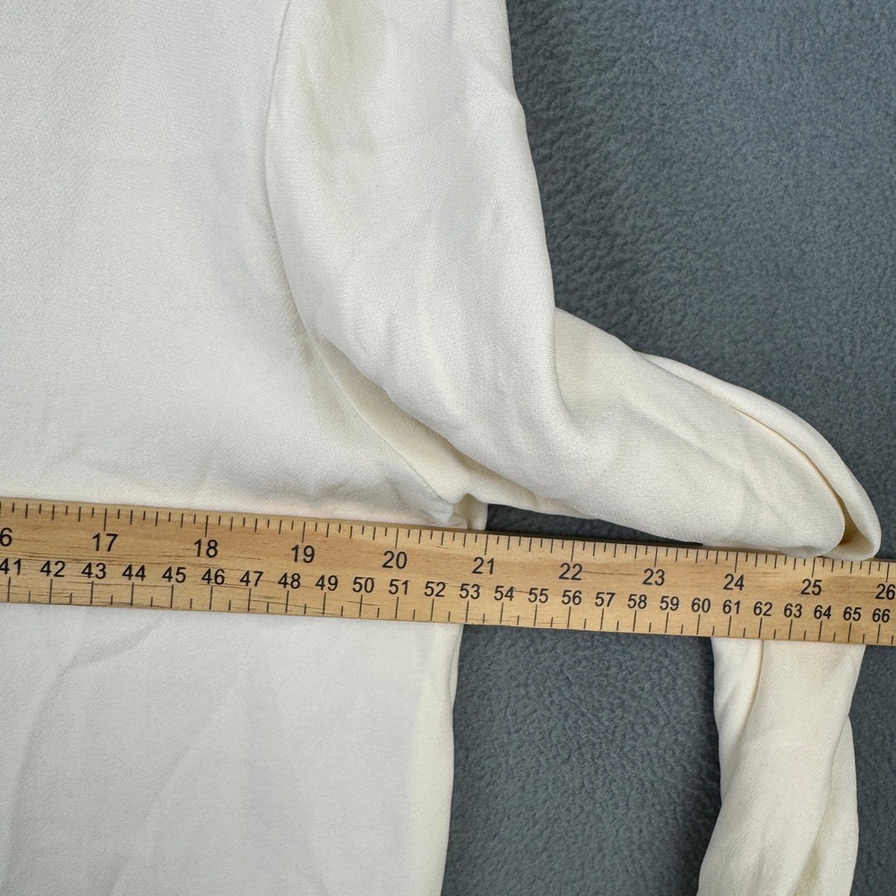 Lafayette 148 New York 100% Silk Pleated Keyhole Blouse Cream Ivory Size 12 - Picture 6 of 7